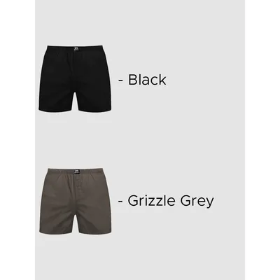Plain Grizzle Gray And Black Mens Boxer Combos - Pack of Two